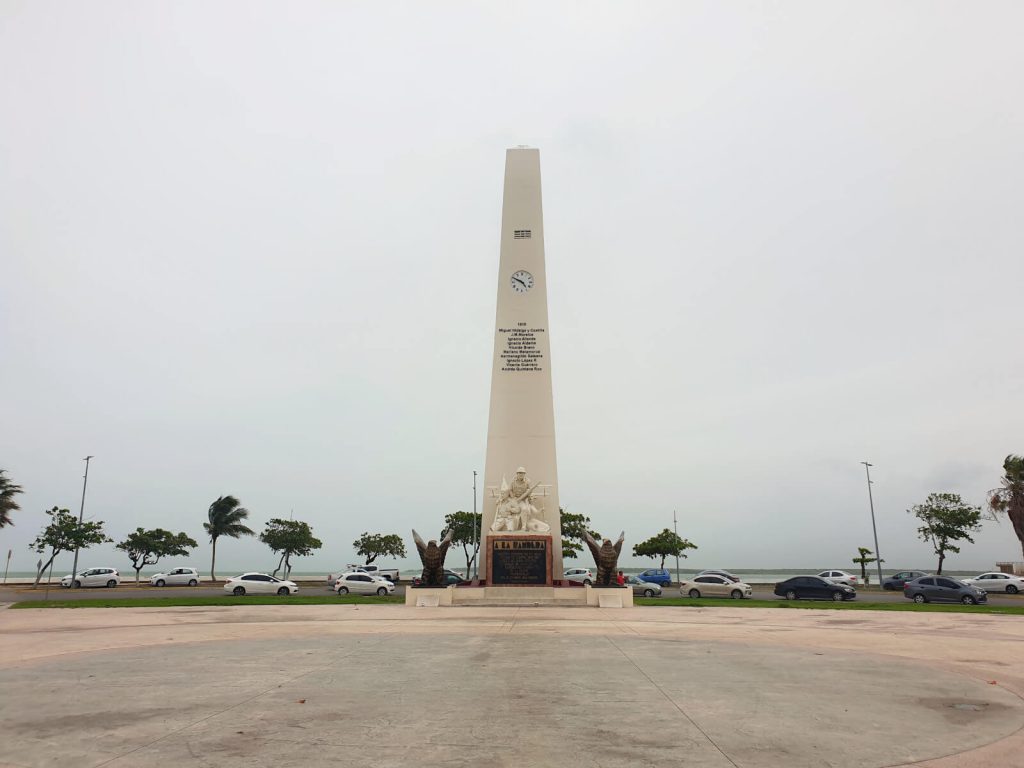 The main monument in the border town of Chetumal. The land across the water is Belize!