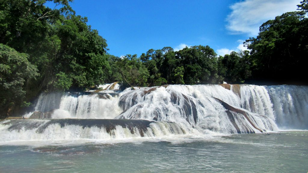 Wide waterfalls at Agua Azul, near Palenque in the Mexican state of Chiapas.