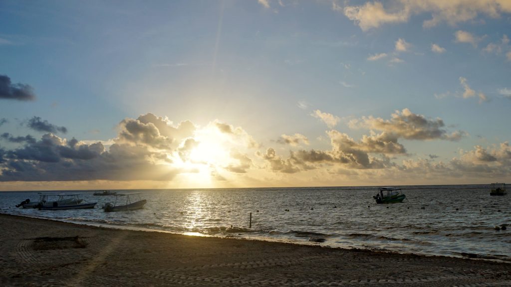 Sunrise over the Caribbean from the east coast of Quintana Roo