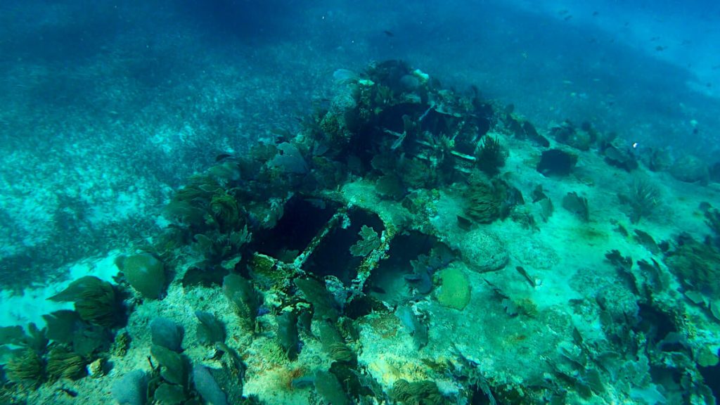 The sunken barge off the coast of Caye Caulker