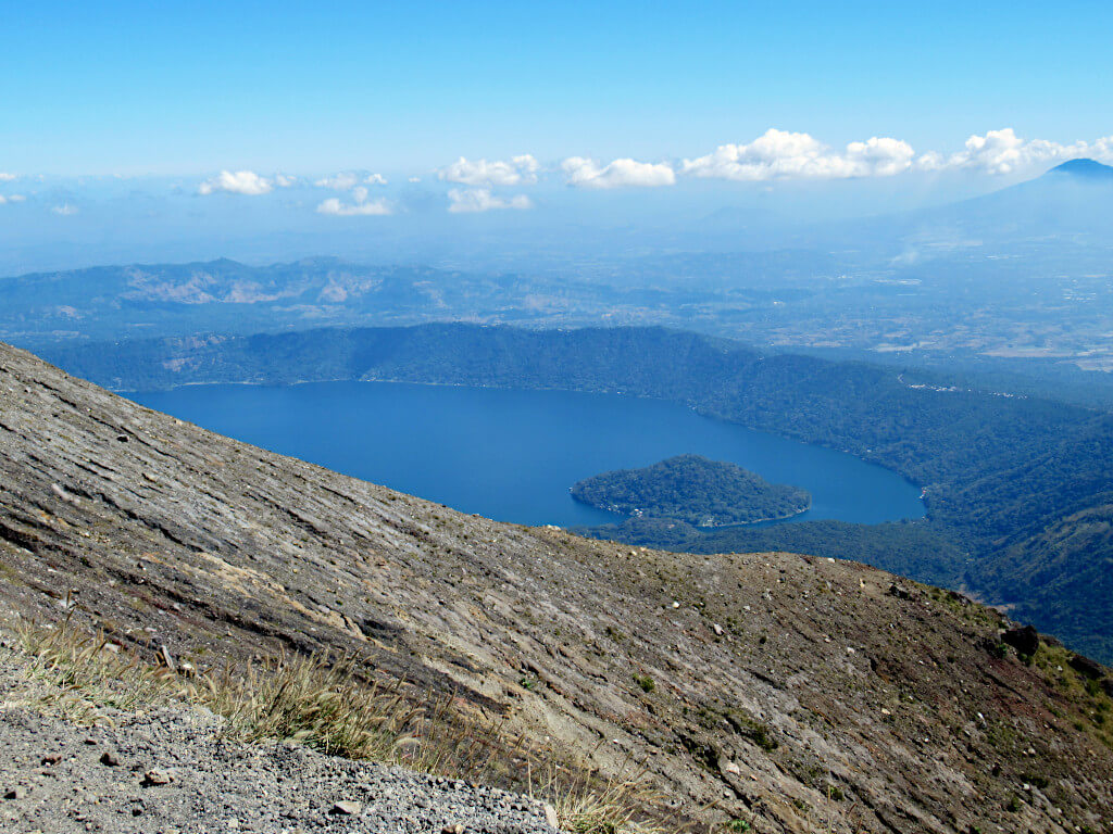 Looking over Lake Coatepeque from the crater rim