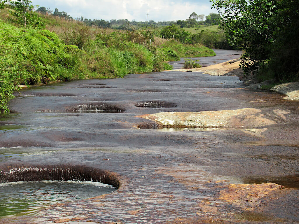 looking upsteam along the river where many plunge pools are visible