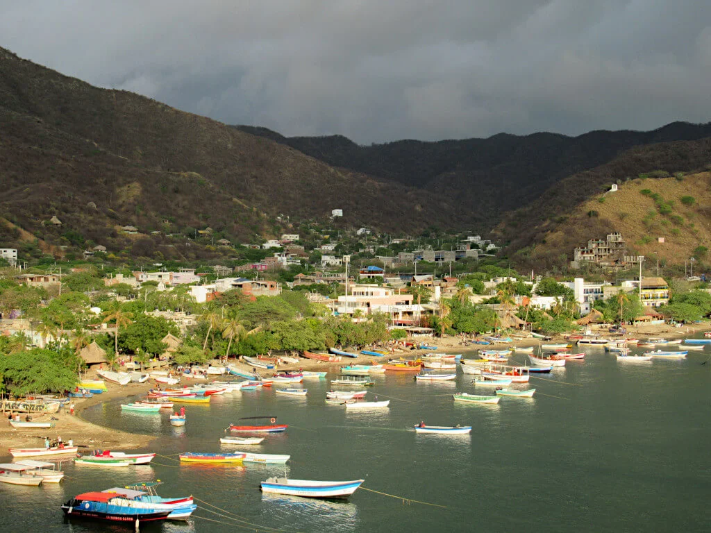 Overlooking almost all of Playa Taganga, which is lined with lots of boats available to take you to other beaches
