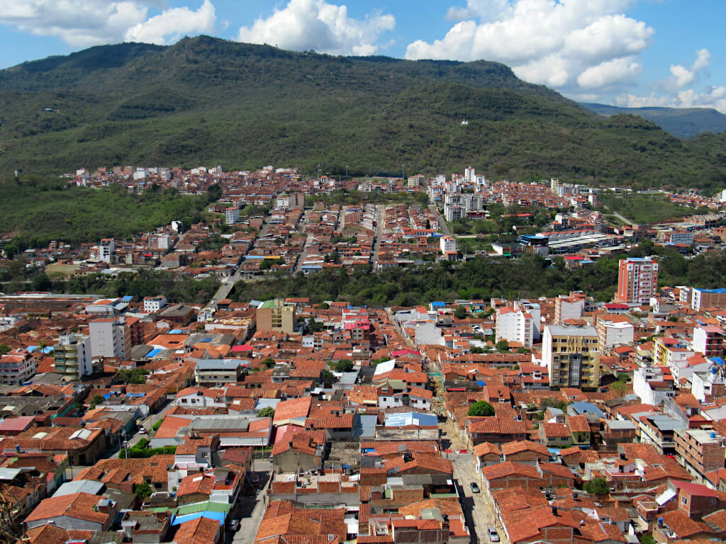 Looking over the city of San Gil in Santander from the northern viewpoint