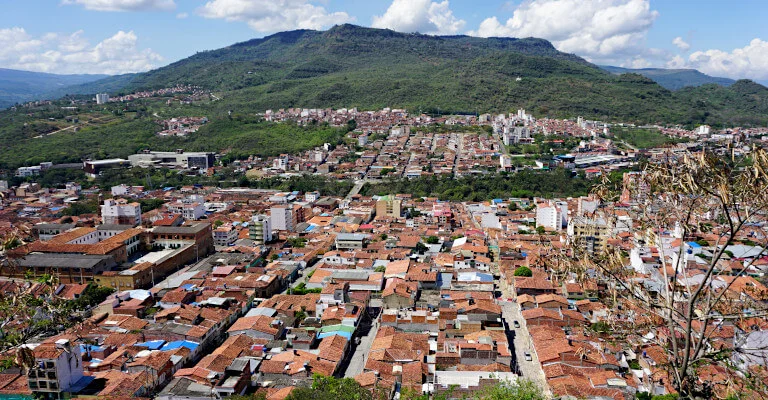 The city of San Gil Santander as viewed from the city's viewpoint on the hill