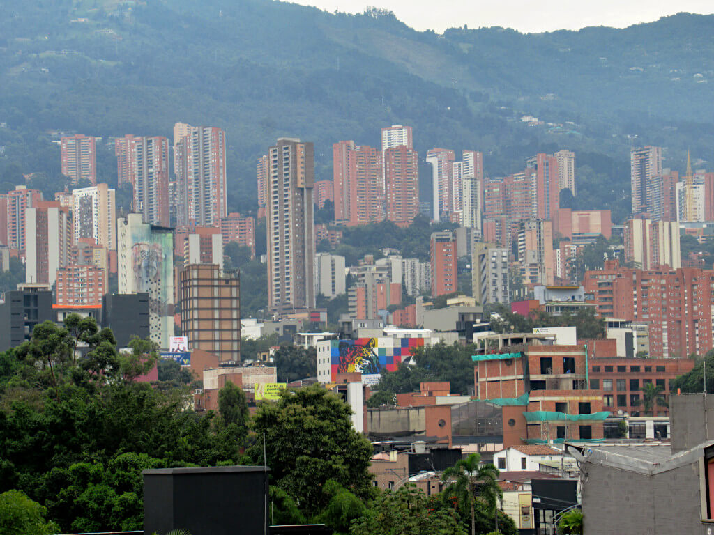 The popular city of Medellin with its high rise buildings and tall valley walls