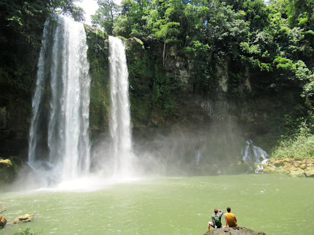 The 35-metre drop of Misol-Ha Waterfall in the Chiapas jungle