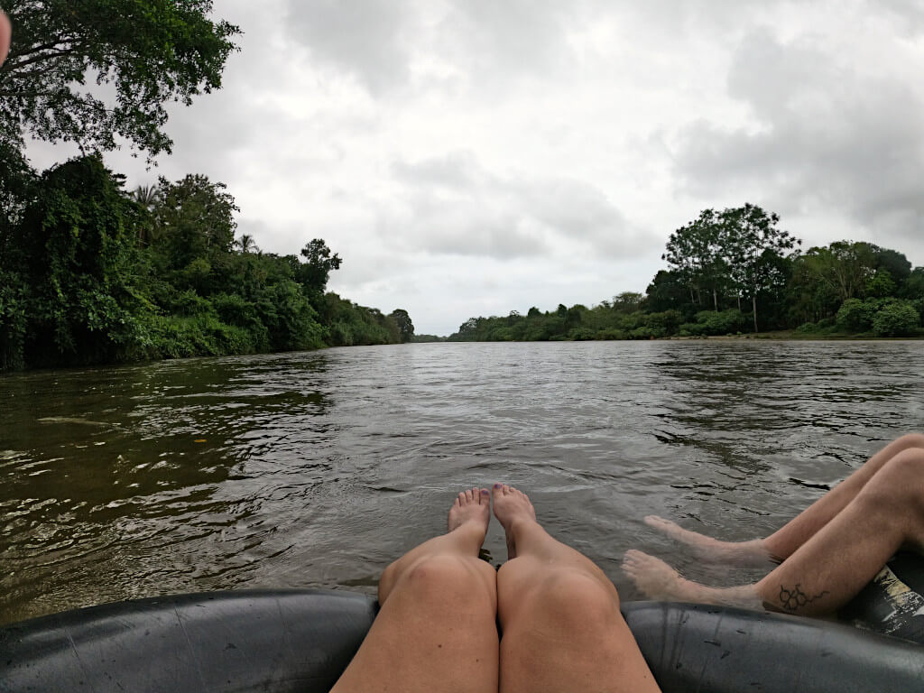 Tubing on the River Palomino surrounded by jungle