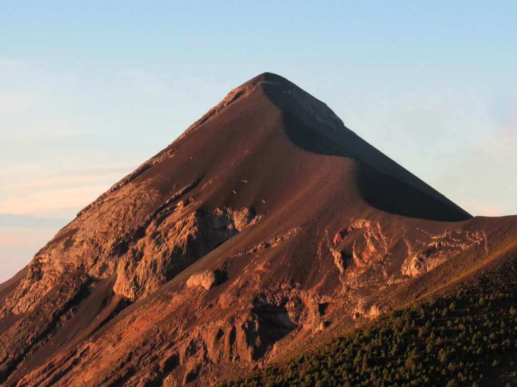 Golden hour shining down on Fuego, taken from Acatenango