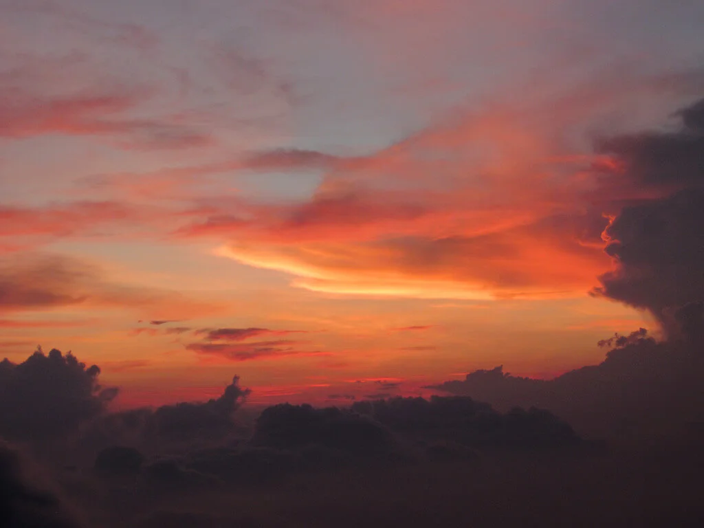 Sunset over Guatemala from Cerro Chino next to Pacaya