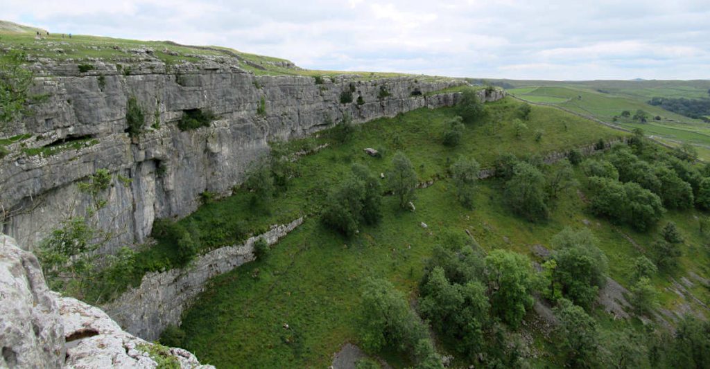 Malham Cove from the top, located in the middle of the Yorkshire Dales with splendid views over the National Park