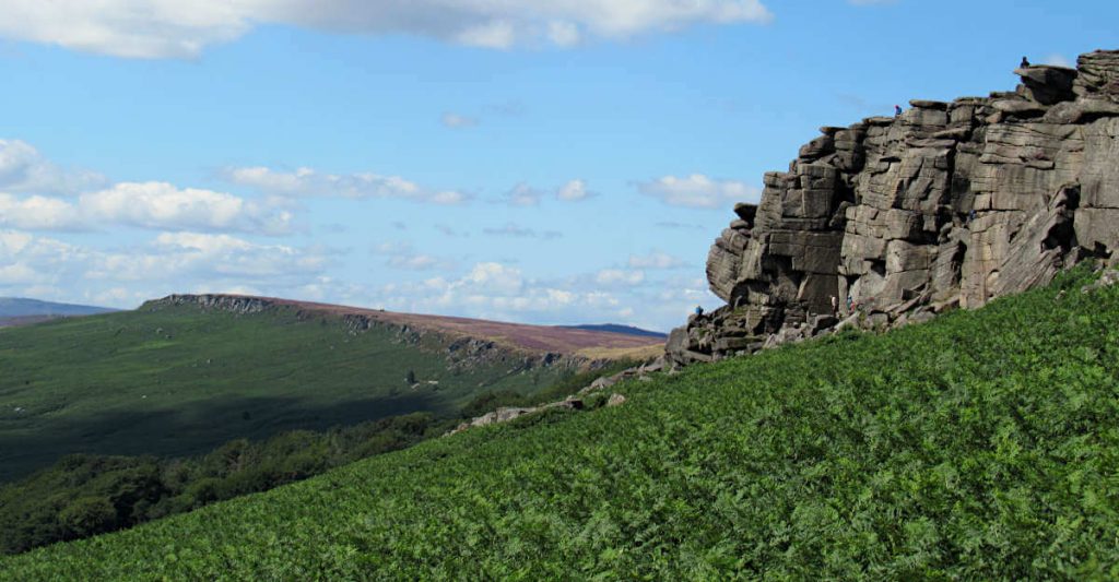 The striking ridgeline of Stanage, which marks the boundary between Derbyshire and South Yorkshire