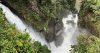 The Pailón del Diablo Waterfall from above with the iconic stairs