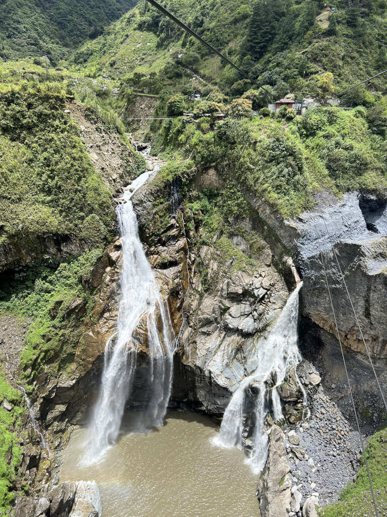 Looking down on Cascada Agoyan from the cable car