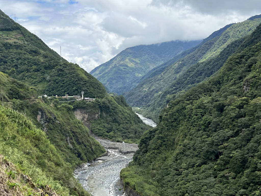 Looking east along the Pastaza River near Banos, Ecuador