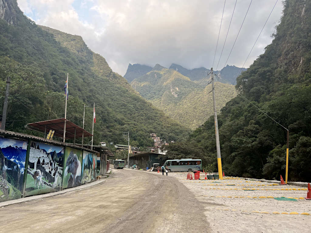 The road from Machu Picchu to Aguas Calientes. This is the only road with vehicles in the town as it is cut off from the rest of the country with no roads in or out, only train tracks and hiking trails