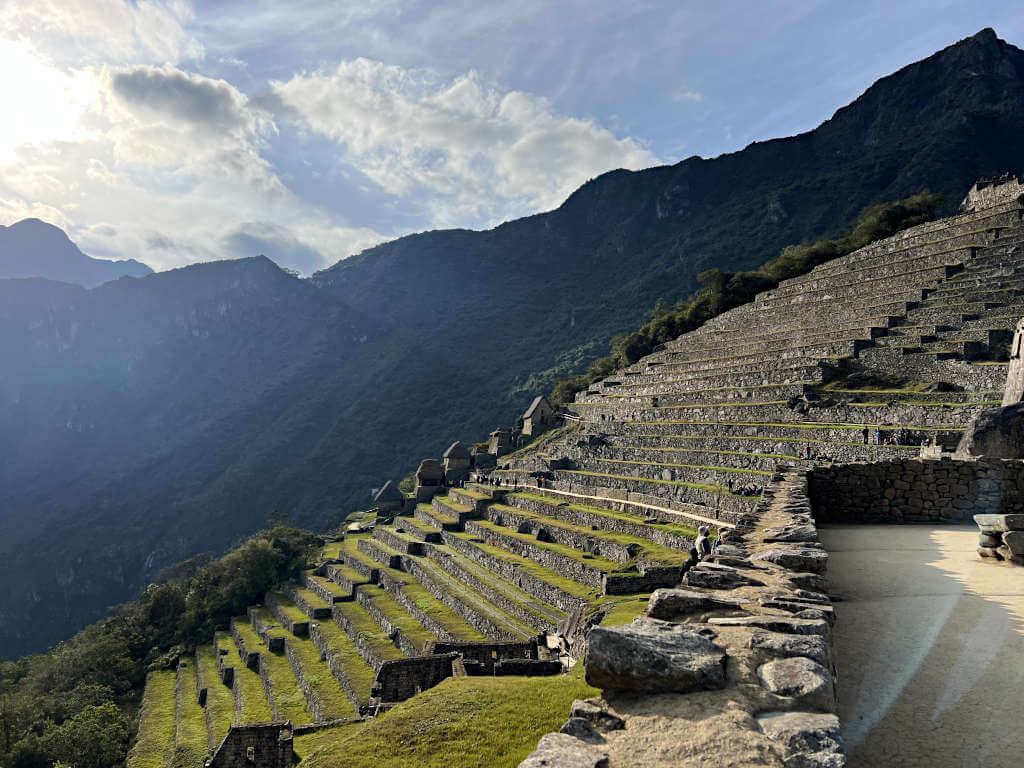 The large complex of ruins from the Inca period positioned high in the mountains