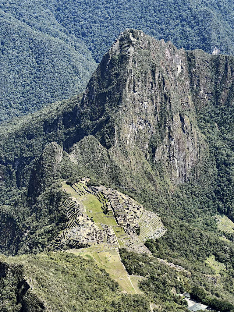 Looking down on the entire citadel from the top of the mountain, the ruins look tiny in comparison to the vast landscape