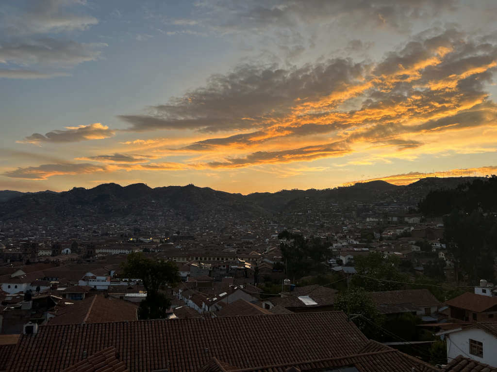 Sunset over Cusco, the nearest city to Machu Picchu. Everyone visiting the World Wonder will pass through Cusco