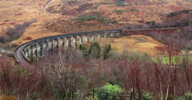 The Glenfinnan Viewpoint and Glenfinnan Viaduct Viewpoint with the best spot over the tracks to spot the steam train when it runs