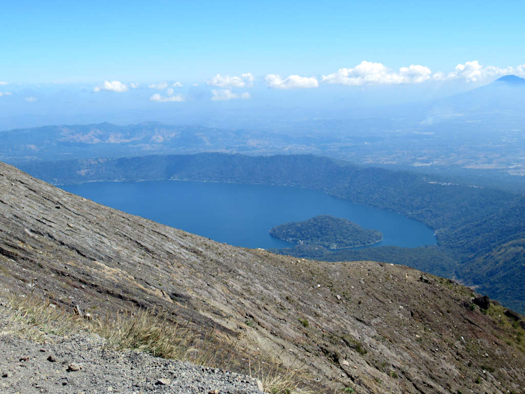 Looking down on Lake Coatepeque from Santa Ana volcano