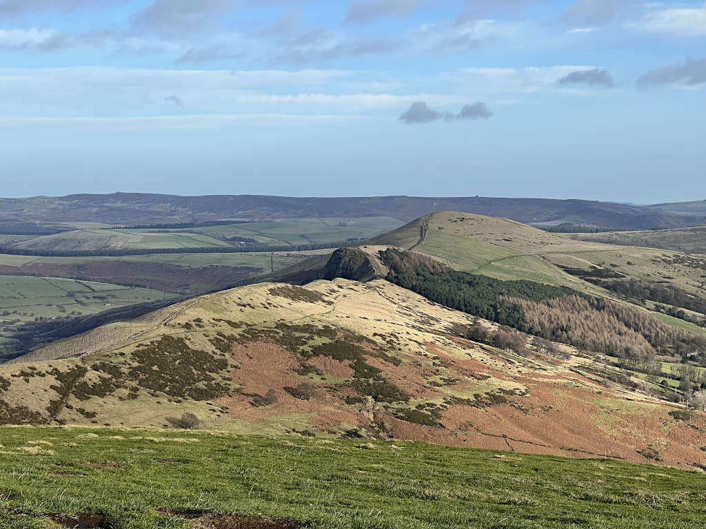 Looking along the Great Ridge from the trig point of Mam Tor