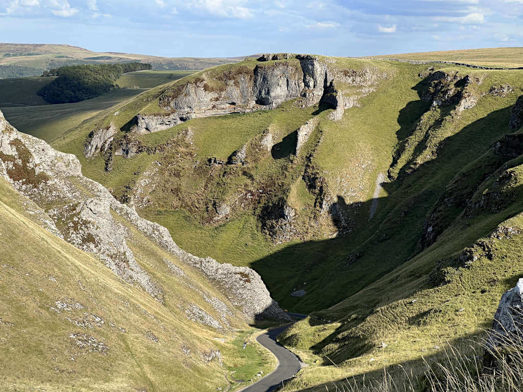 The winding road of Winnats Pass with its steep sides and exposed rock, its a place like no other in the Peak District