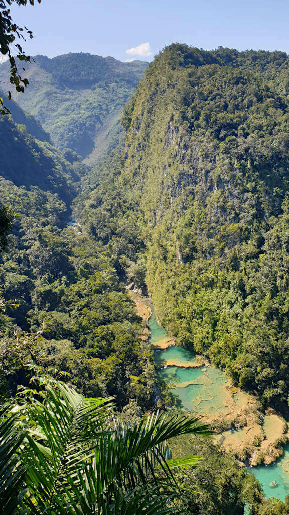 Looking down on the pools of Semuc Champey from the viewpoint
