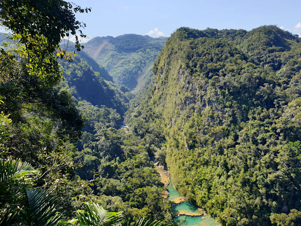 Overlooking the pools and hills of Semuc Champey National Park in Guatemala