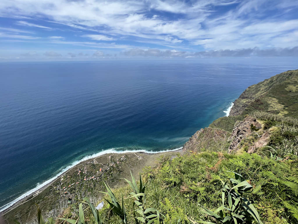 The steep cable car at Achadas da Cruz descends almost 500 metres down to the coast, where you can look west across the Atlantic for 1000s of miles.