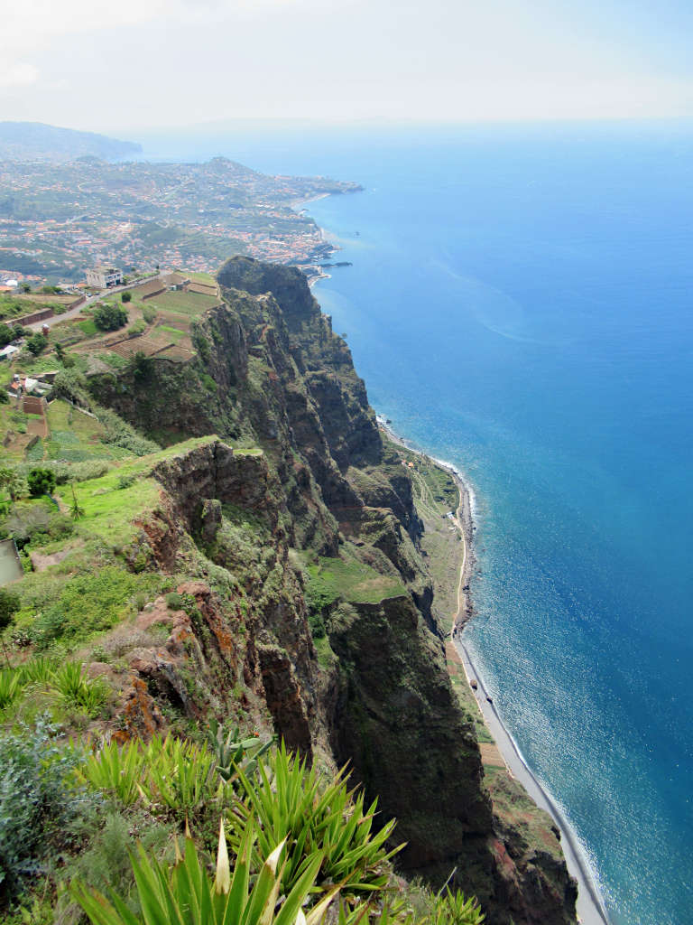 Looking down from the Cabo Girao Skywalk along the southern coast of Madeira