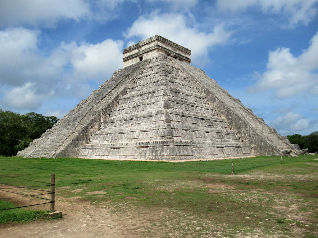 Chichen Itza is North America's World Wonder, once home to the Mayans. The large Chichen Itza temple stands restored