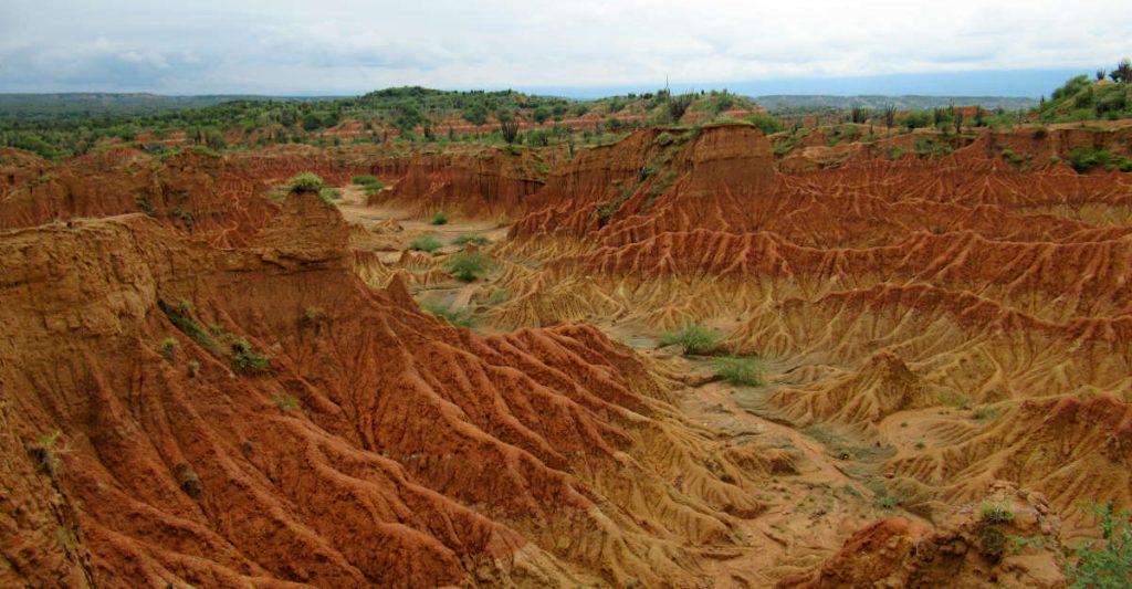 Bright orange colours and incredible soil formations make the Tatacoa Desert Colombia seem like the surface of Mars
