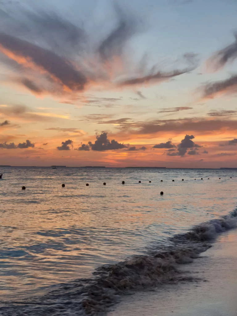 Looking out over the sea at sunset